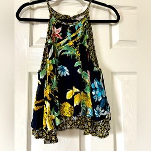Band of gypsies navy blue floral tank swing too large women’s